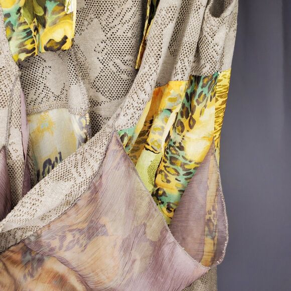 Ania A Long Cardigan Vest Womens XL Ruffle Sleeveless Artsy Boho Grunge Forest - Picture 6 of 9